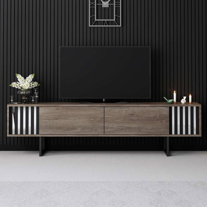 Hanah Home Soporte para TV Chrome Line - Nogal y Negro